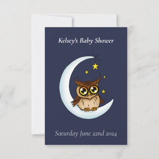 フクロムーンブルーかわいい星ベビシャワーブックリクエスト 出欠カード (裏面)