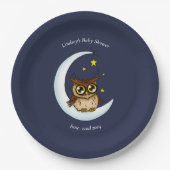 フクロムーンブルーかわいい星赤ちゃんシャワー ペーパープレート (正面)