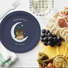 フクロムーンブルーかわいい星赤ちゃんシャワー ペーパープレート