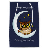 フクロムーンブルーかわいい星赤ちゃんシャワー ミディアムペーパーバッグ (正面)
