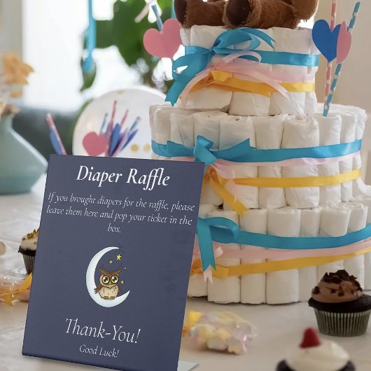 フクロムーンブルーかわいい星赤ちゃんシャワー 台座サイン