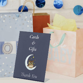 フクロムーンブルーかわいい星赤ちゃんシャワー 台座サイン