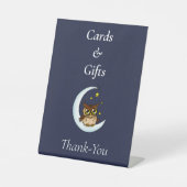 フクロムーンブルーかわいい星赤ちゃんシャワー 台座サイン (正面)