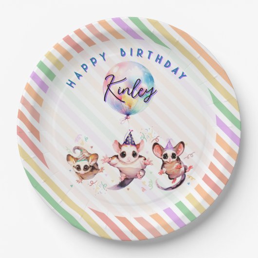 フクロモモンガの誕生日パーティー用紙皿 ペーパープレート (正面)