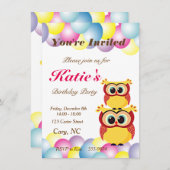 フクロユニークウの誕生日 招待状 (正面/裏面)