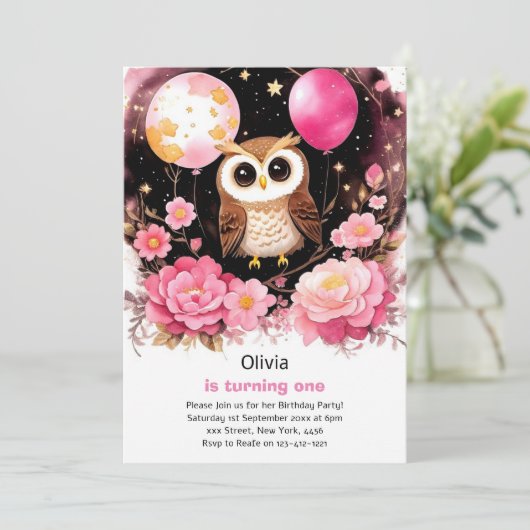 フクロルガールファースト誕生日招待状 招待状 (スタンド正面)