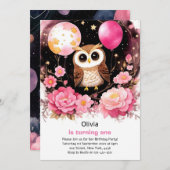 フクロルガールファースト誕生日招待状 招待状 (正面/裏面)