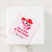 フクロワレンティーンズピンクハートギフトラベル フェイバータグ (インサイチュ)