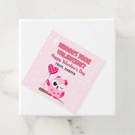 フクロワレンティーンズピンクハートギフトラベル フェイバータグ (インサイチュ)