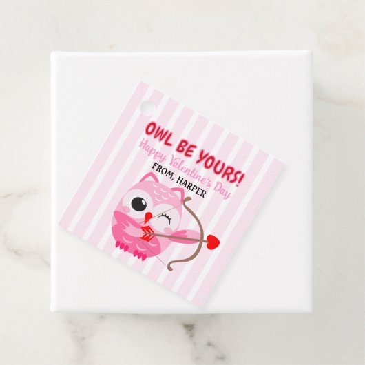 フクロワレンティーンズピンクハートギフトラベル フェイバータグ (インサイチュ)