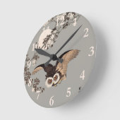 フク飛んでいるロウ日本のプリントアートヴィンテージ小村 ラウンド壁時計 (傾斜)