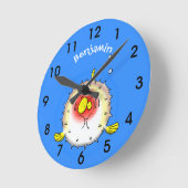 フグおもしろいの山猫漫画 ラウンド壁時計 (傾斜)