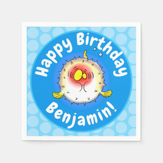 フグおもしろいグ スタンダードカクテルナプキン (正面)