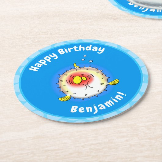 フグおもしろいグ ラウンドペーパーコースター (アングル)