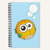 フグのキス、かわいいマンガの魚 ノートブック (正面)