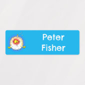 フグのヤマアラシの魚のパーソナライズされた漫画 ラベル (デザイン1)