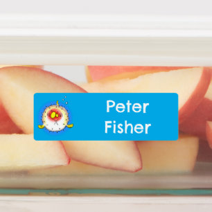 フグのヤマアラシの魚のパーソナライズされた漫画 ラベル