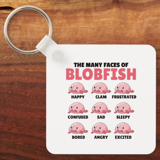 フグの感情タイプの多おもしろいくの顔 キーホルダー (正面)