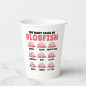 フグの感情タイプの多おもしろいくの顔 紙コップ (正面)