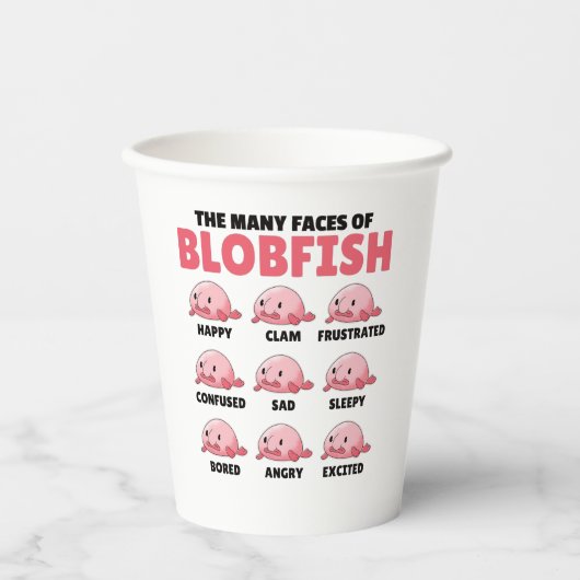 フグの感情タイプの多おもしろいくの顔 紙コップ (正面)