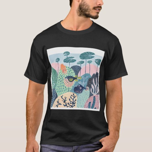フグの海の生き物 Tシャツ (正面)
