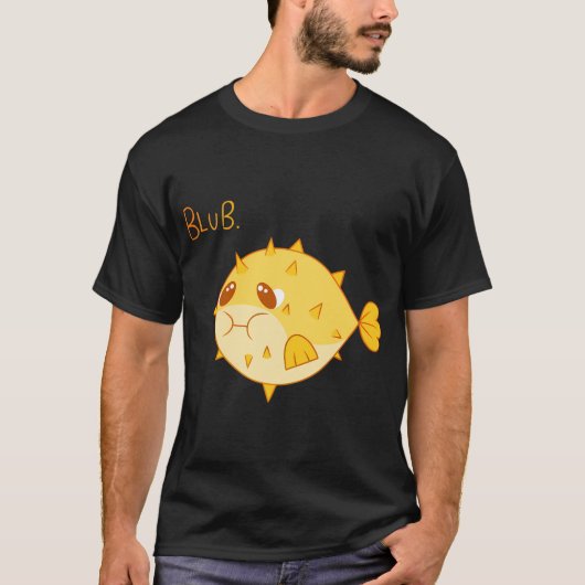 フグの「ブリュブ」デザイン Tシャツ (正面)