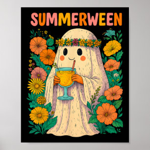 フグヴィンハロウィーンサマウィーンレトロ幽霊ビーチスポオ ポスター