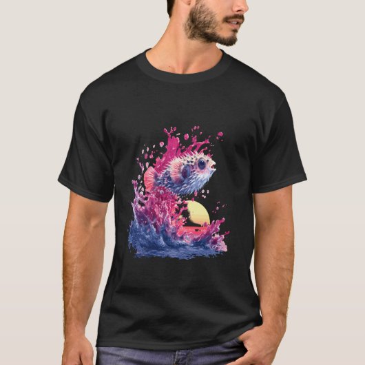 フグ好きモチーフ フグ 海 海洋 動物 P Tシャツ (正面)