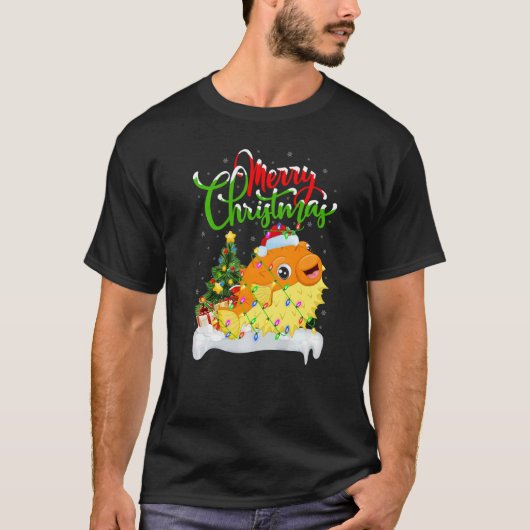 フグ魚のクリスマスデコレーションフグ魚のクリスマス Tシャツ (正面)
