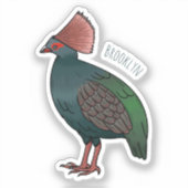 フサゴキイロオウムのイラスト シール (正面)
