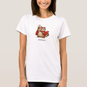 フサフサシマリスと剣の面白いデザイン Tシャツ (正面)