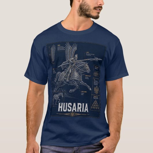 フサリア ポーランド翼騎兵設計図Tシャツ | Husaria Tシャツ (正面)