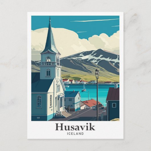 フサヴィックアイスランドアートヴィンテージトラベルポートレート ポストカード (正面)