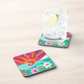 フシアの熱帯の夕日の装飾用クッション コースター (右側)