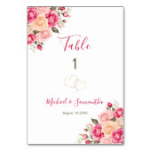 フシアエレガントピンクとアイボリーバラ結婚ズサイン テーブルナンバー (裏面)