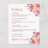 フシアエレガントピンクアンドアイボリーバラ結婚ズ エンクロージャーカード (正面)