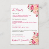 フシアエレガントピンクアンドアイボリーバラ結婚ズ エンクロージャーカード (正面)