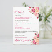 フシアエレガントピンクアンドアイボリーバラ結婚ズ エンクロージャーカード (スタンド正面)