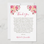 フシアエレガントピンクアンドアイボリーバラ結婚ズ サンキューカード (正面)