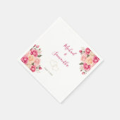 フシアエレガントピンクアンドアイボリーバラ結婚ズ スタンダードカクテルナプキン (角)