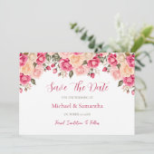 フシアエレガントピンクアンドアイボリーバラ結婚ズ セーブザデート (スタンド正面)