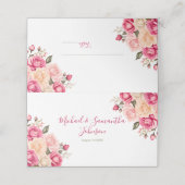 フシアエレガントピンクアンドアイボリーバラ結婚ズ プレイスカード (外部開封)