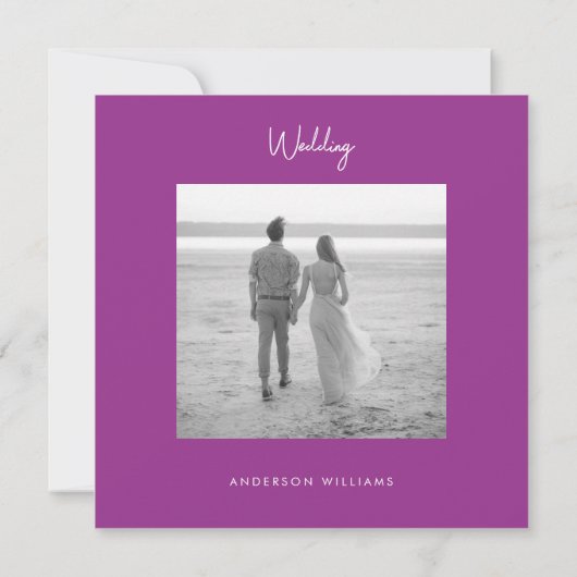 フシアダマスク写真結婚式の日付を保存 セーブザデート (裏面)