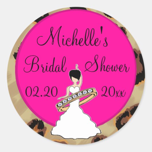 フシアヒョウブライダルシャワーステッカー ラウンドシール (正面)