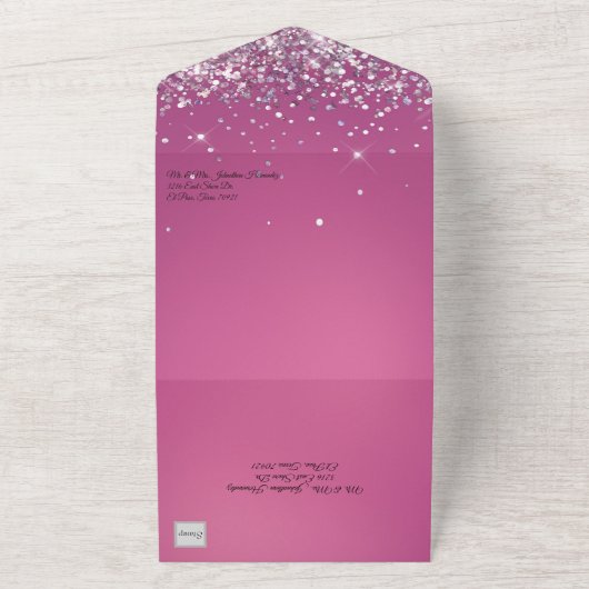 フシア&グリッターキンセニェラ オールインワン招待状 (外側)