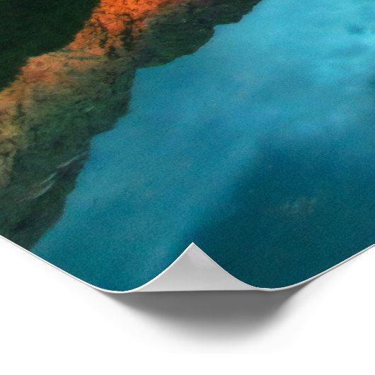 フシネ湖の山々に焼ける夕日 ポスター (角)