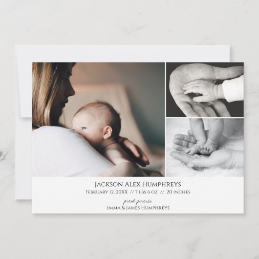 フシンプルォトコラージュが世界へようこそ誕生 案内状 (裏面)