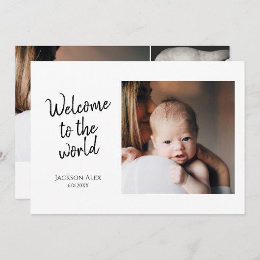 フシンプルォトコラージュが世界へようこそ誕生 案内状 (正面/裏面)