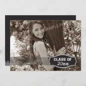 フシンプルォト卒業案内(黒) 招待状 (正面/裏面)