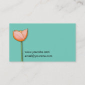 フシンプルラワーズティール（緑がかった色）オレンジ名刺 名刺 (裏面)